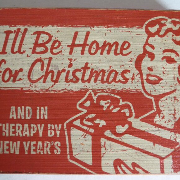 NEW 5” x 7” RETRO RUSTIC FARMHOUSE I’LL BE HOME FOR CHRISTMAS HOLIDAY WOOD SIGN - Picture 7 of 7